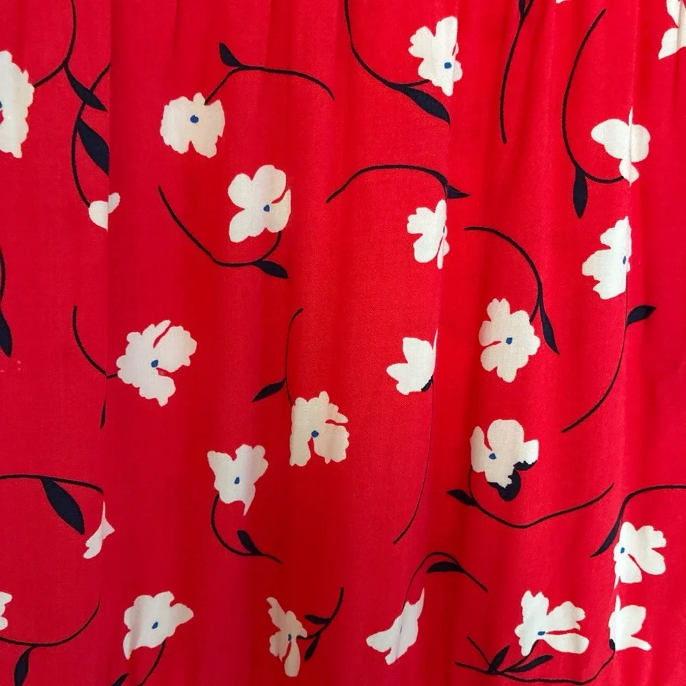J. Crew Red Floral Maxi Dress with White Blossoms